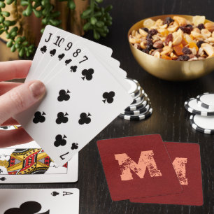 Distressed Text Monogram Customisable Leather Look Playing Cards