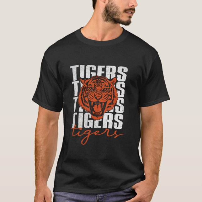 Distressed Tigers Football School Sports Classic G T-Shirt (Front)
