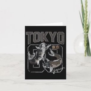 Distressed Tokyo Koi Fish Aesthetic Design Japan Card