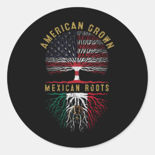 Distressed Tree Usa Flag American Grown Mexican Ro Classic Round Sticker