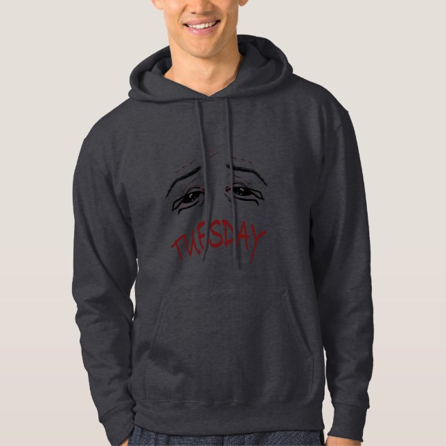 Distressed Tuesday Burnout Mood hoodie  (Front)