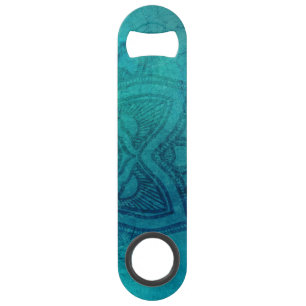 Distressed Turquoise Mandala Bar Key