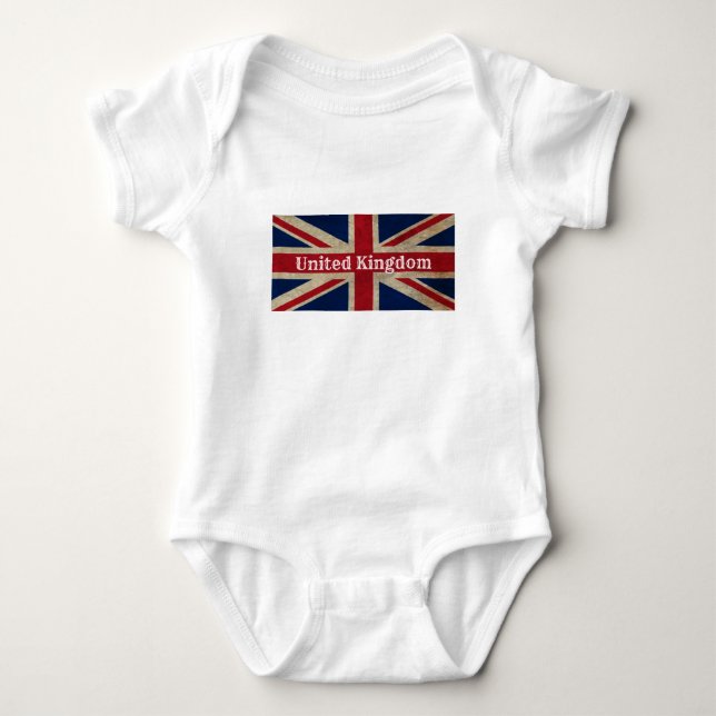 Distressed UK Flag Baby Bodysuit (Front)
