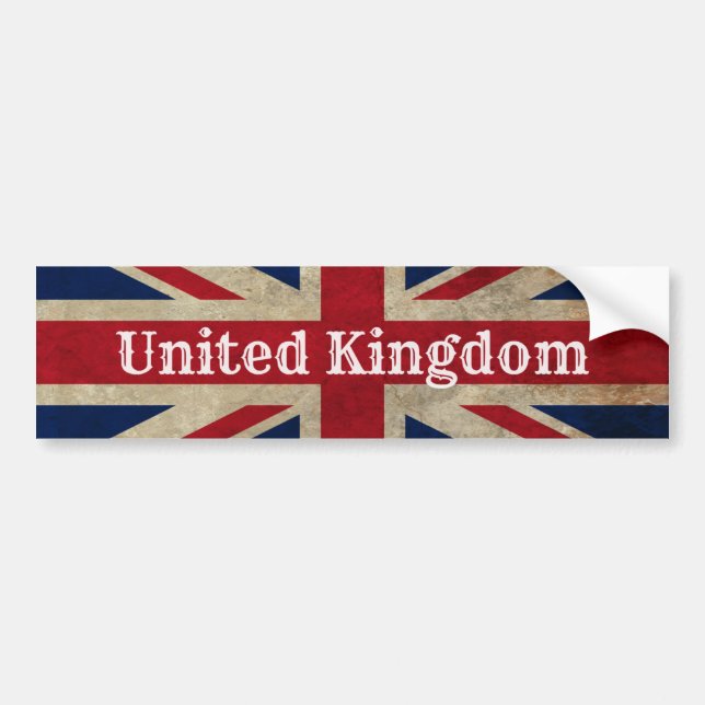 Distressed UK Flag Bumper Sticker (Front)