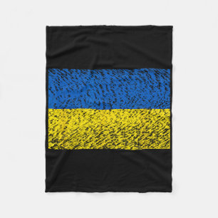 Distressed Ukraine Flag Blue Yellow Patriotic Supp Fleece Blanket