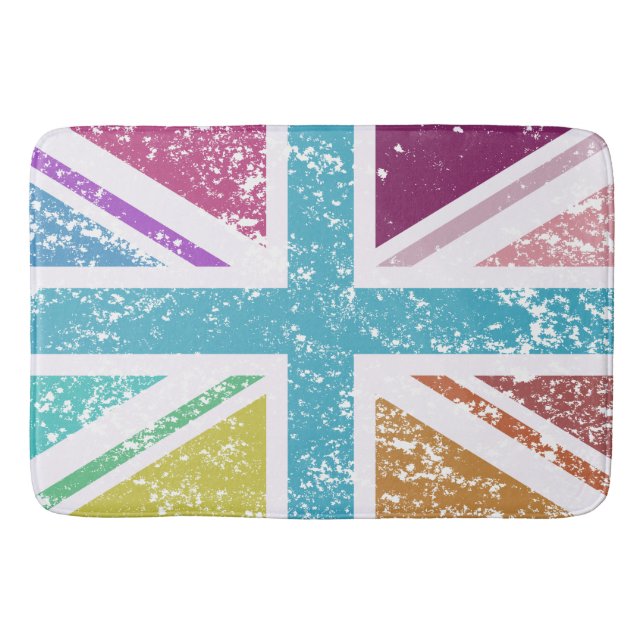 Distressed Union Flag Multicolored Bath Mat (Front)