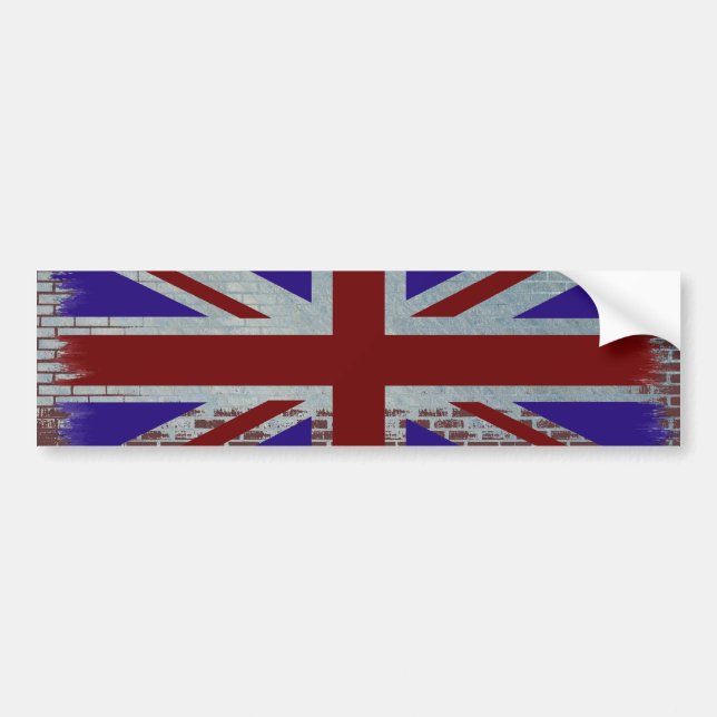 Distressed Union Jack Bumper Sticker (Front)