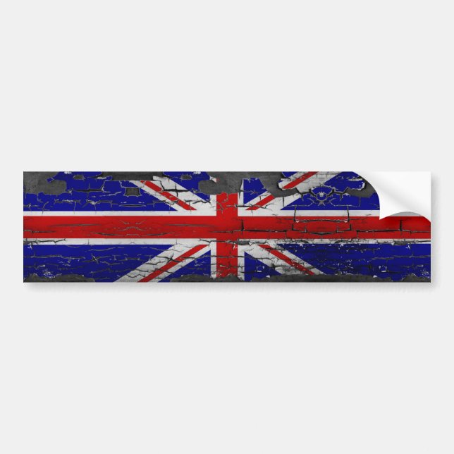 Distressed Union Jack Flag Bumper Sticker (Front)