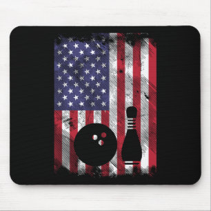 Distressed Us Flag Bowling Patriotic Bowler Men Wo Mouse Pad