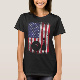 Distressed Us Flag Bowling Patriotic Bowler Men Wo T-Shirt