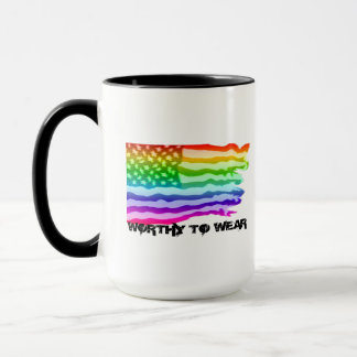 Distressed US Flag Rainbow - Worthy To Wear Mug