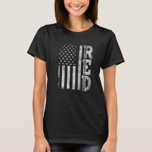 Distressed US Flag Remember Everyone Deployed R E T-Shirt