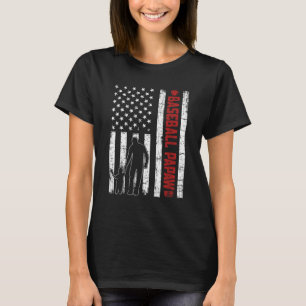 Distressed USA American Flag Baseball Papaw Father T-Shirt