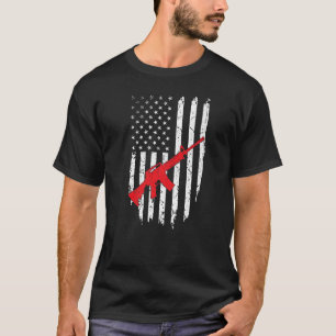 Distressed Usa American Flag Gun  4th Of July Patr T-Shirt