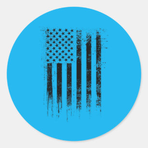 Distressed Usa Black Pocket American Flag On Back Classic Round Sticker