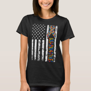 Distressed Usa Flag Autism Grandmother Awareness A T-Shirt