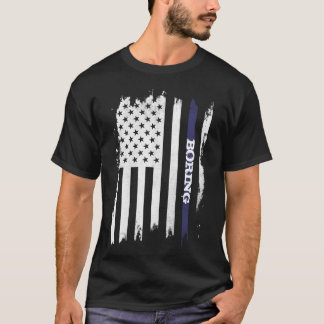 Distressed USA Flag Blue Stripe Personalised Name T-Shirt