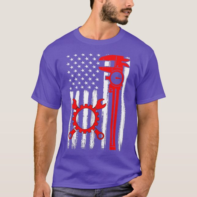 Distressed USA Flag CNC Machine Operator Gift T-Shirt (Front)