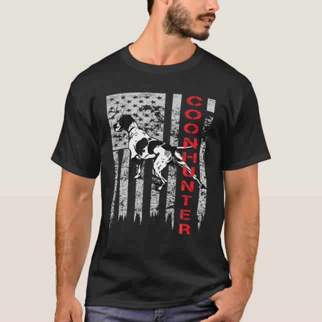 Distressed USA Flag for Coon Hunters T Shirt (Front)
