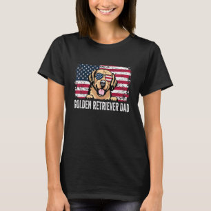 Distressed Usa Flag Golden Retriever Dad Fathers D T-Shirt