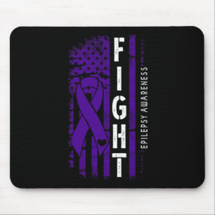 Distressed Usa Flag Purple Ribbon Fight Epilepsy A Mouse Pad