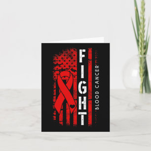 Distressed Usa Flag Red Ribbon Fight Blood Cancer  Card