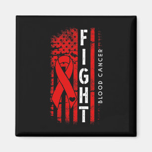 Distressed USA Flag Red Ribbon Fight Blood Cancer Magnet
