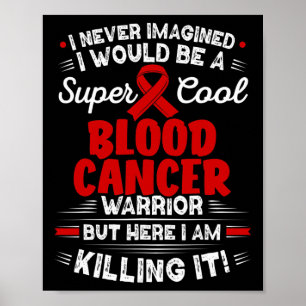 Distressed USA Flag Red Ribbon Fight Blood Cancer Poster
