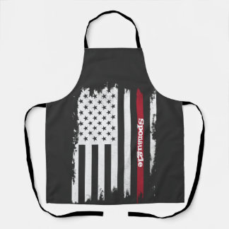 Distressed USA Flag Red Stripe Personalised Name Apron