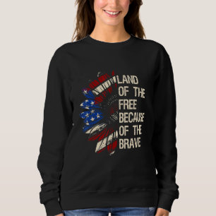Distressed Usa Flag Sunflower Quote Land Of The Fr Sweatshirt