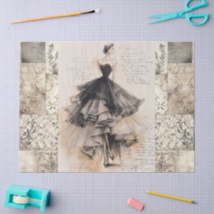 Distressed Victorian Vintage Dress Ephemera  Tissue Paper