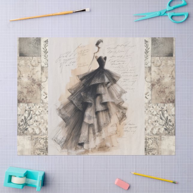 Distressed Victorian Vintage Dress Ephemera  Tissue Paper (Craft)