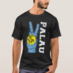 Distressed Victory Two Fingers Palau Flag Patrioti T-Shirt