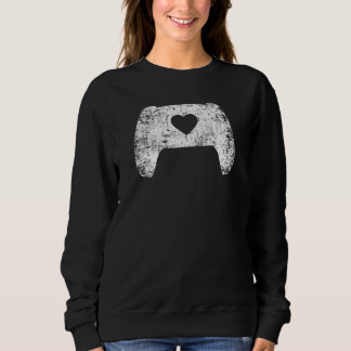 Distressed Video Game Controller Heart Gamer Valen Sweatshirt