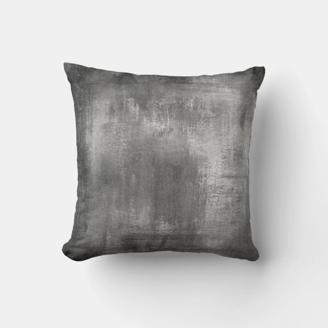 Distressed Vintage Black Grey Grungy Pastel Cushion (Front)