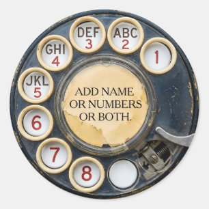 Distressed Vintage Black Rotary Phone Dial Classic Round Sticker