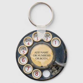 Distressed Vintage Black Rotary Phone Dial Key Ring