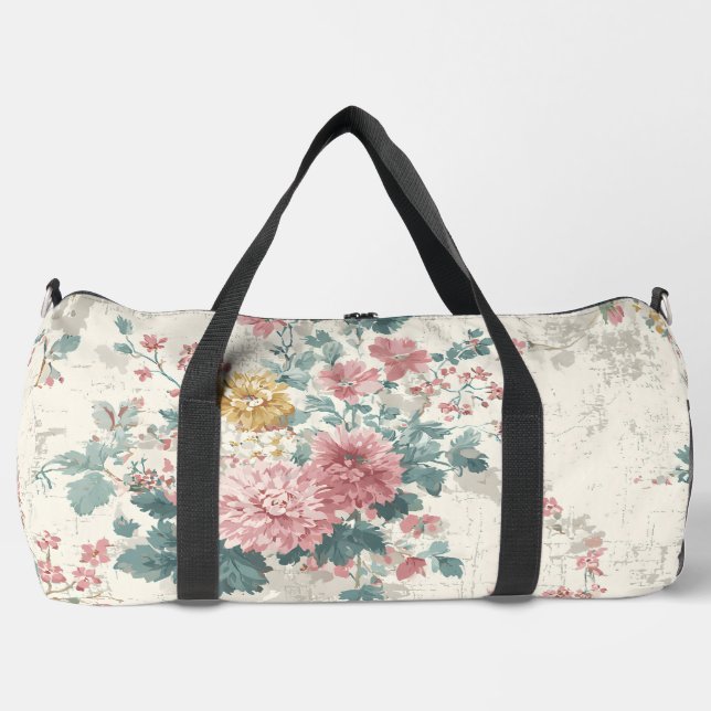 Distressed Vintage Bouquet  Duffle Bag (Front)