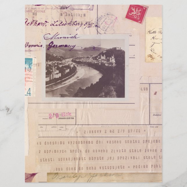 Distressed Vintage Collage Journal Scrapbook Paper (Front)