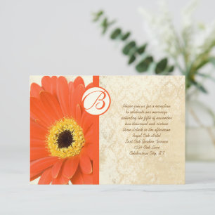 Distressed Vintage Damask Gerber Wedding Reception Invitation