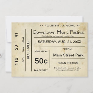 Distressed Vintage Entertainment Ticket Invitation