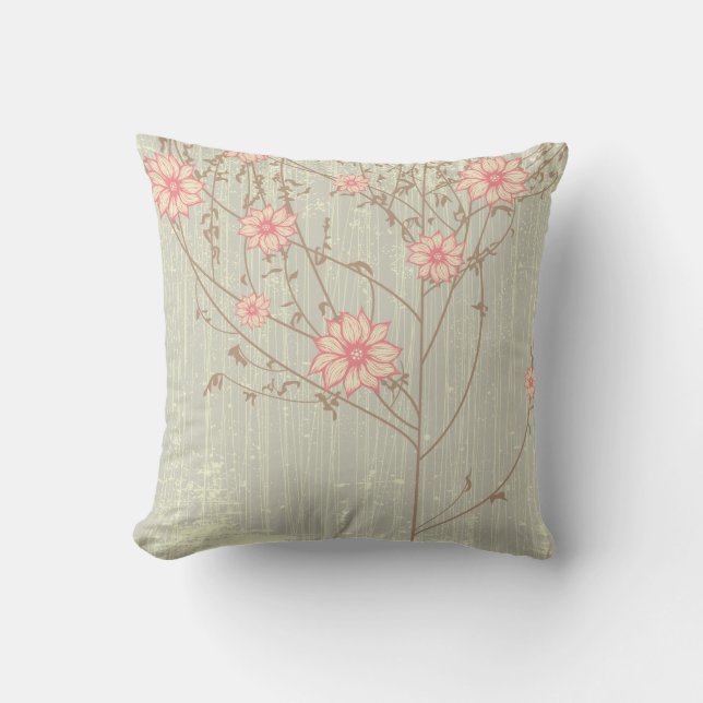 Distressed Vintage  Flowers  American MoJo Pillow (Front)