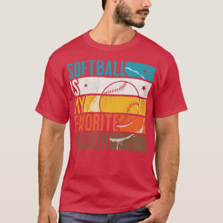 Distressed Vintage Girls Softball Is My Favourite T-Shirt