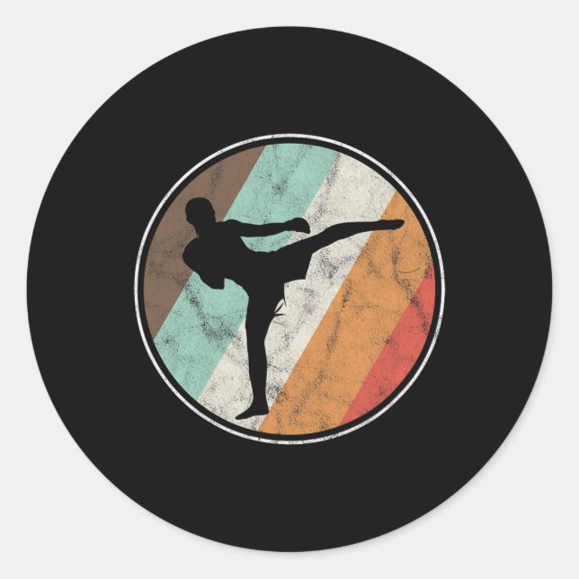 Distressed Vintage Kickboxing Muay Thai  Classic Round Sticker (Front)