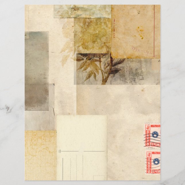 Distressed Vintage Leaf Journal Scrapbook Paper (Front)