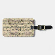 Distressed Vintage Music Luggage Tag