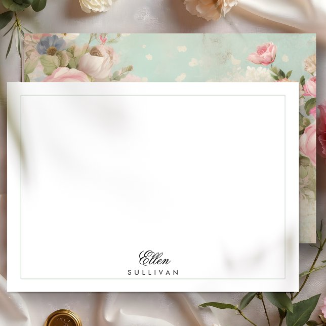 Distressed Vintage Pink Roses on Mint Card (Creator Uploaded)