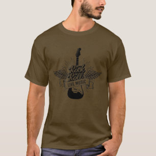 Distressed Vintage Retro 80s Rock Roll Music Guit T-Shirt