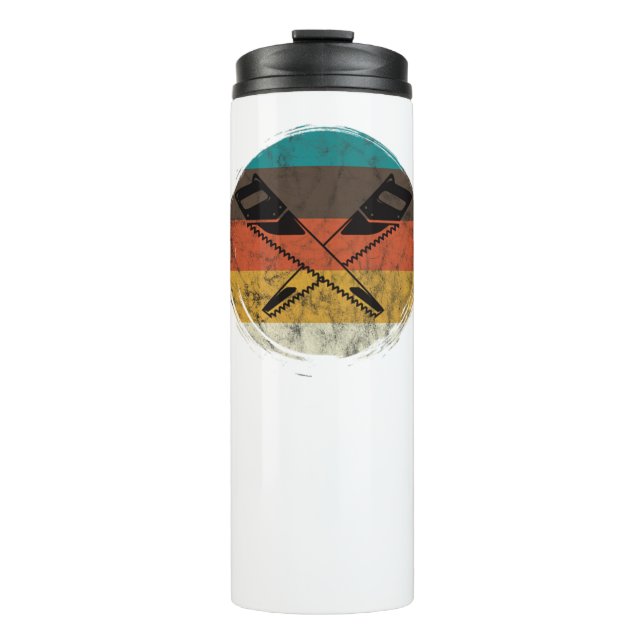 Distressed Vintage Retro Chainsaw Lumberjack Thermal Tumbler (Front)