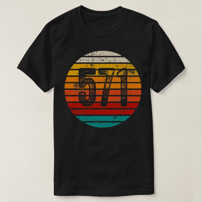 Distressed Vintage Sunset 571 Area Code T-Shirt (Design Front)